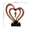 Resin Entwined Heart & Cross Christian Wedding Sculpture Symbolizing Husband Wife & God Two Hearts & Cross Keepsake for Weddings Anniversaries & Religious Gifts