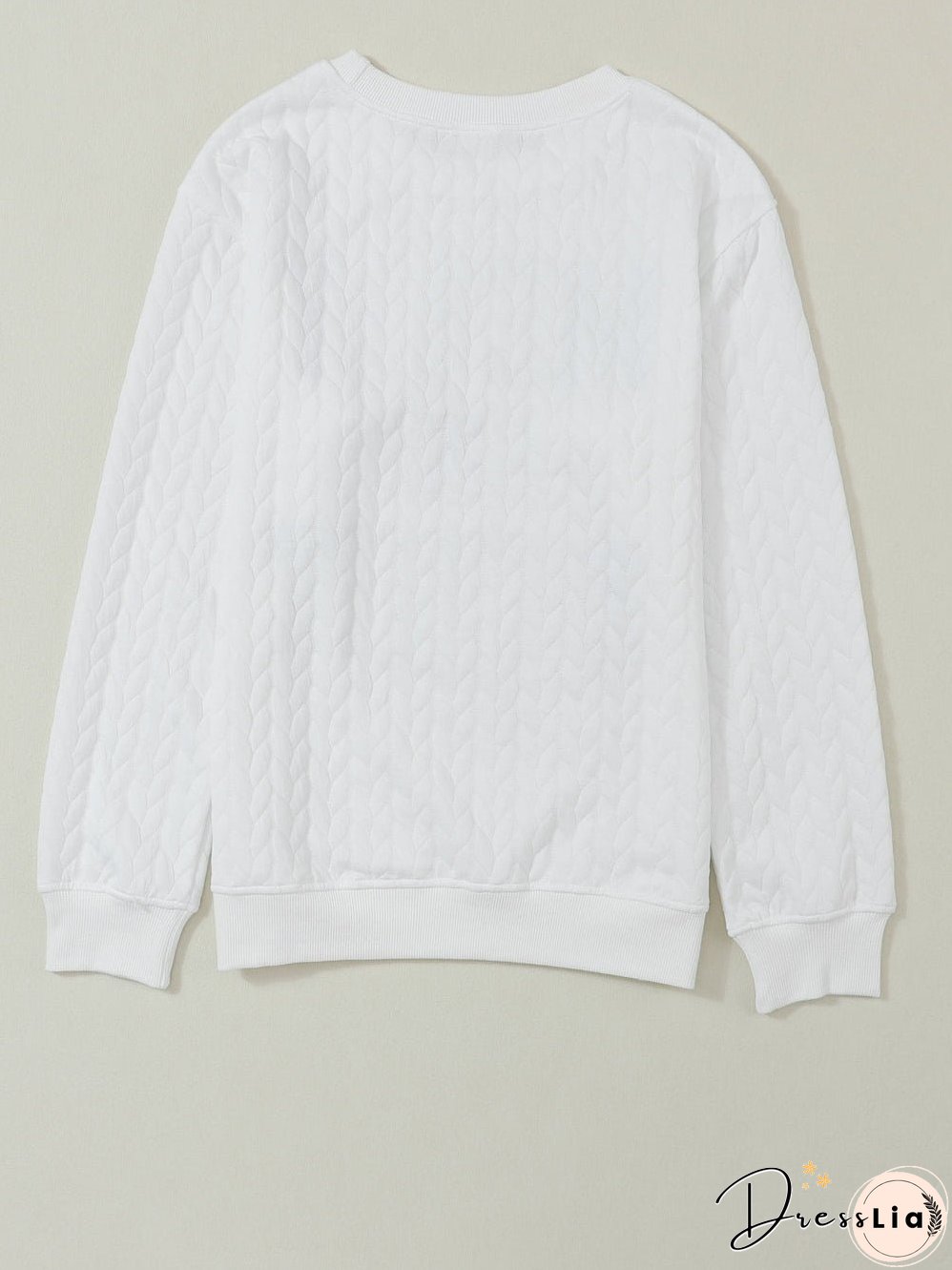 Cozy White Cable Knit Pullover with Merry and Bright Slogan