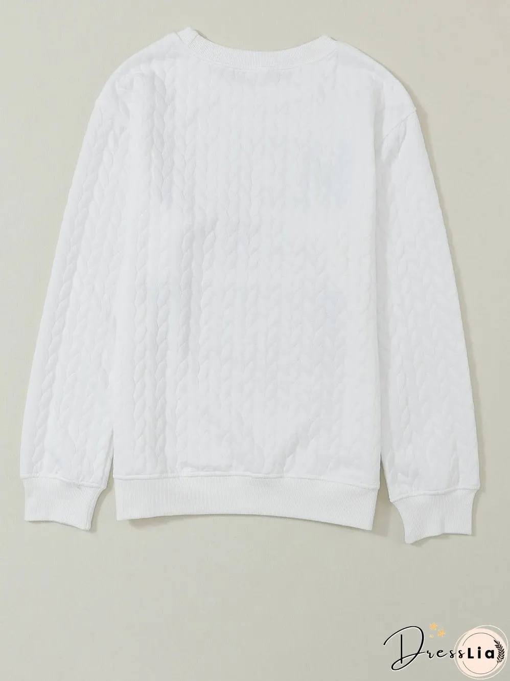 Cozy White Cable Knit Pullover with Merry and Bright Slogan