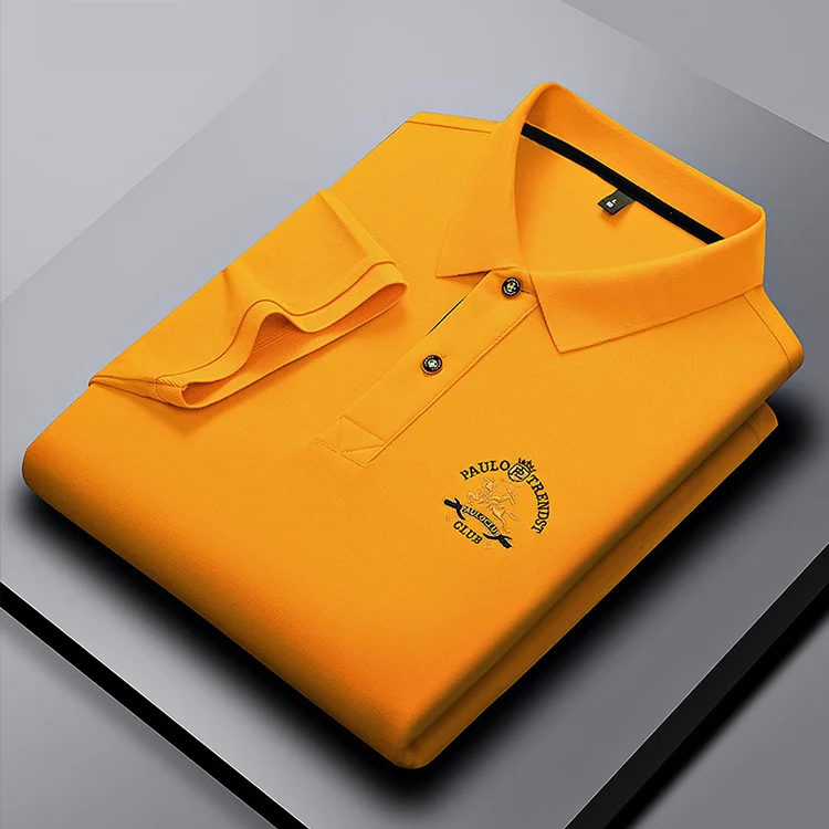 Multiple-Color Embroidered Logo Short Sleeve Polo Shirt for Men