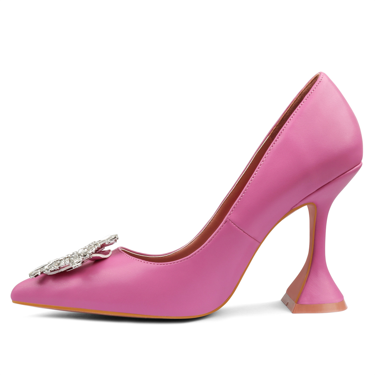 9.5cm/3.74 inch Women's Rhinestone Triangle Heel Pumps Pointed Toe Bridal Wedding Crystal Pumps