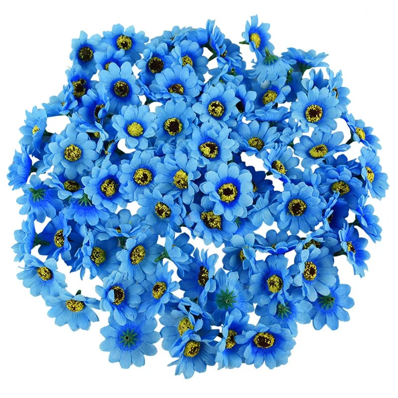 100Pcs 4.5cm Mini Silk Sunflower Artificial Flowers Head For Wedding Party Home Decoration DIY Wreath Scrapbooking Fake Flowers