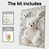 DIY Pearl Painting White Bear for Home Decor with Frame(30x40cm)