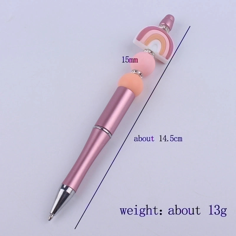 New Beaded Pen Spot Diy Creative Handmade Rainbow Silicone Teether Beads Beaded Pen Color Plastic Writing Pen4