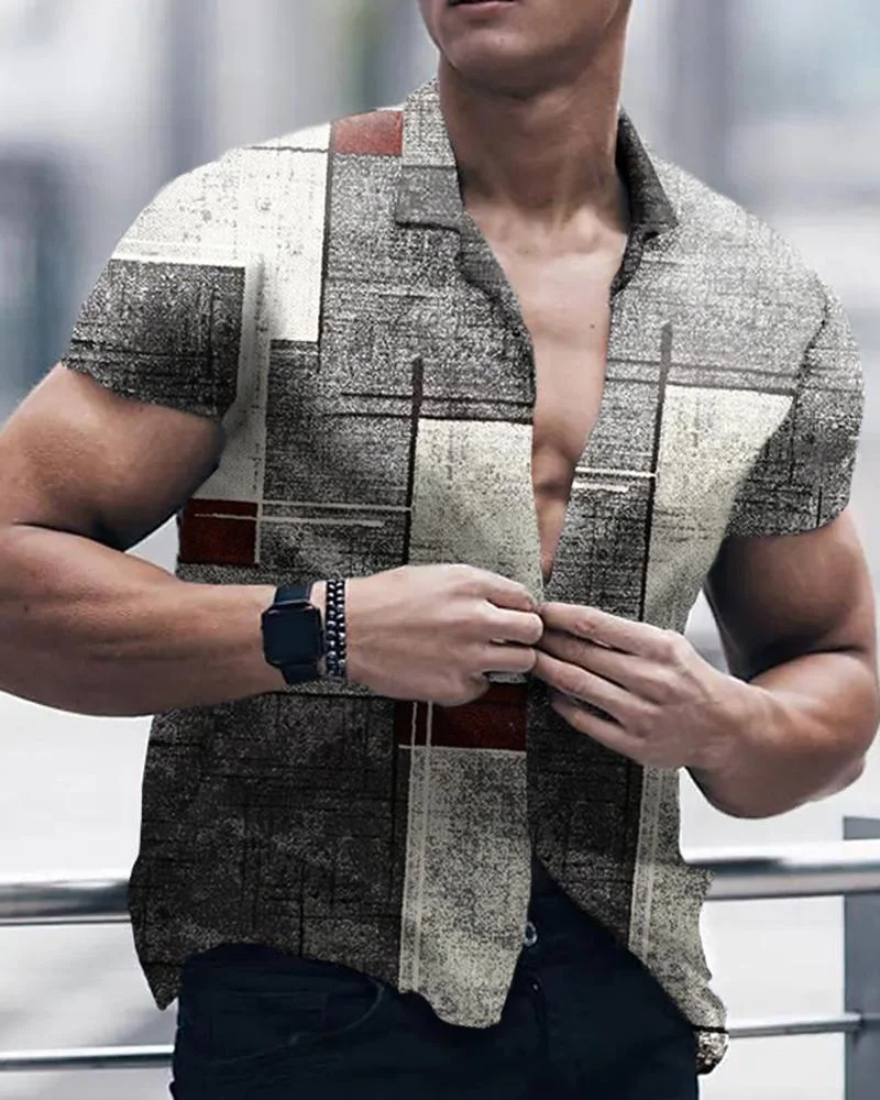 Men's Casual Printed Short-Sleeved Shirt62