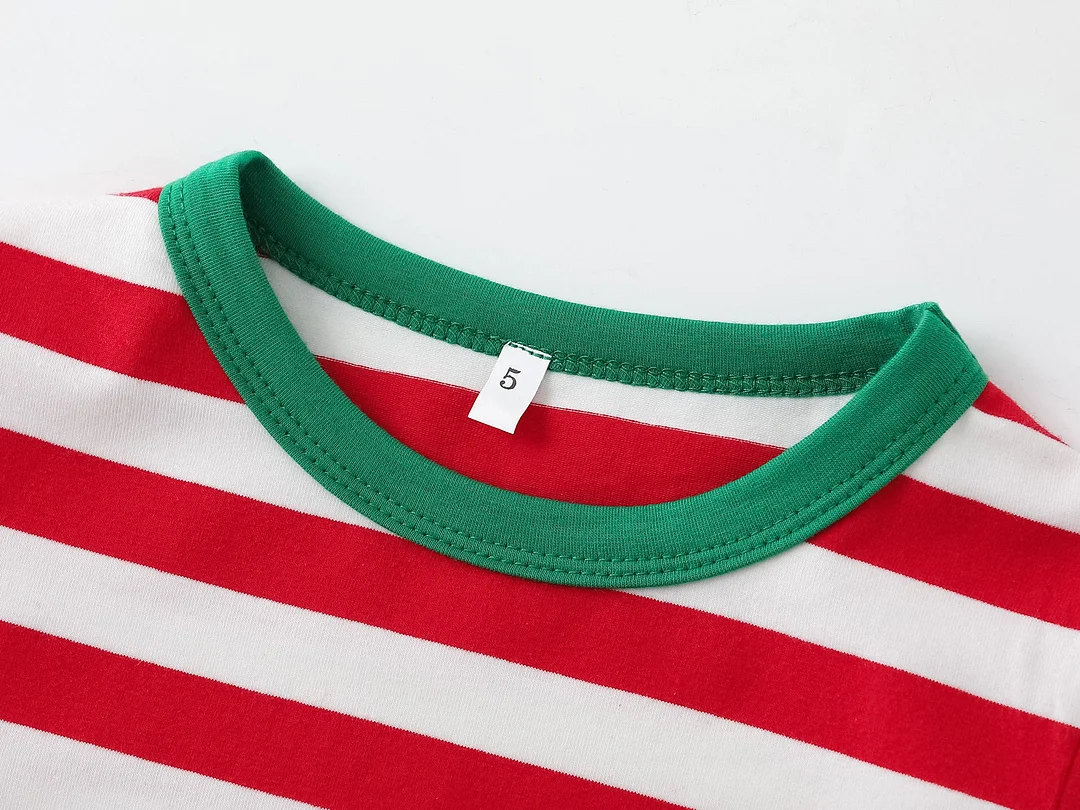 Striped family Christmas Pajamas with dog