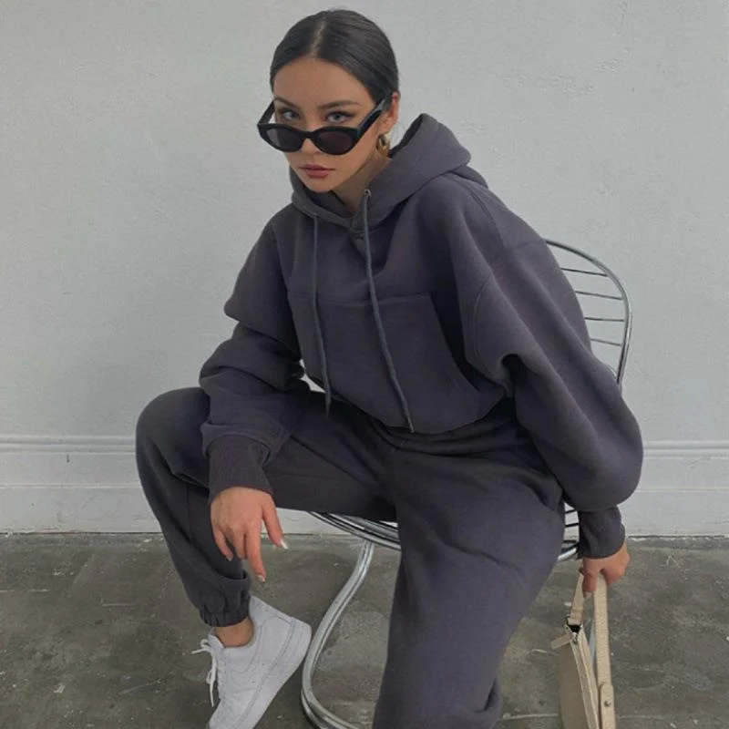Uforever21 2023 Autumn New Fall Outfits Jogger Hoodies Sweatshirts Women 2 Piece Sweat Pant Set Loose Tracksuit Sport Wear Autumn Casual Female Clothing