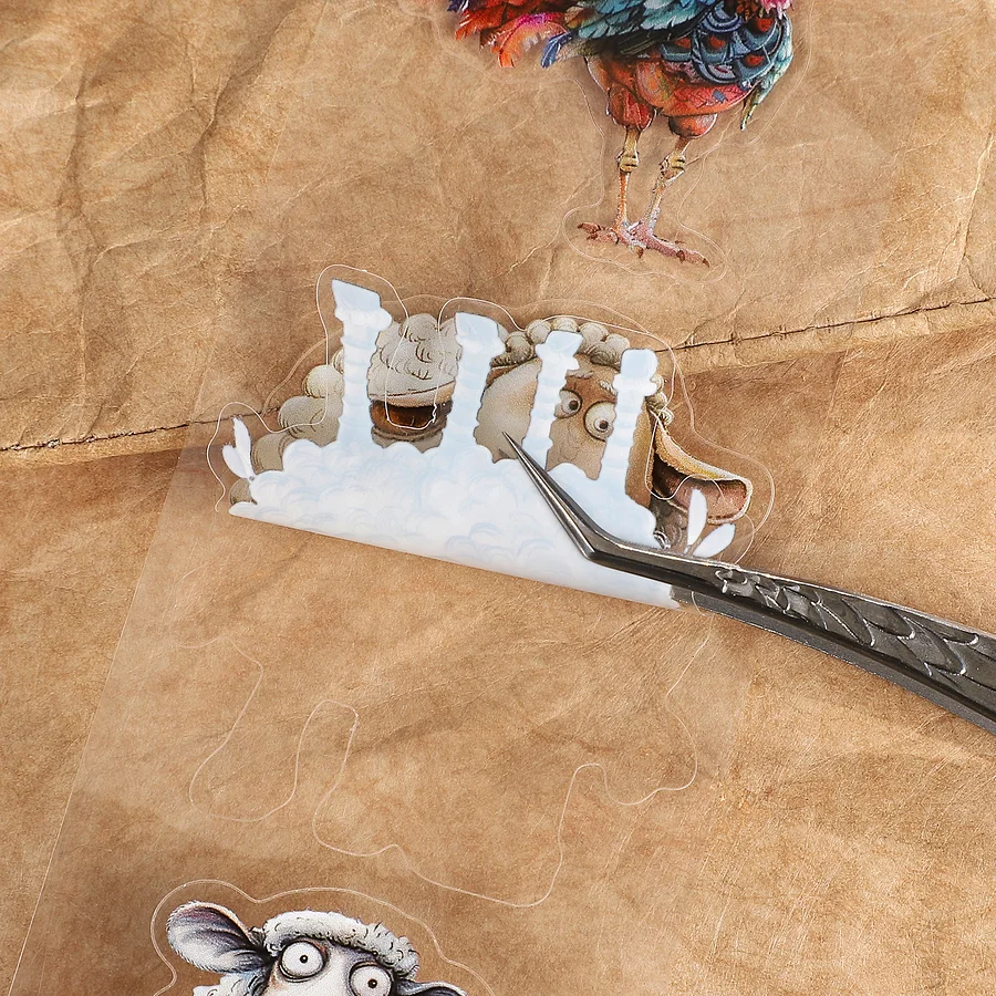 PETテープ - 60mm×200cm ヴィンテージ風 農場の動物たち 牛 豚 羊