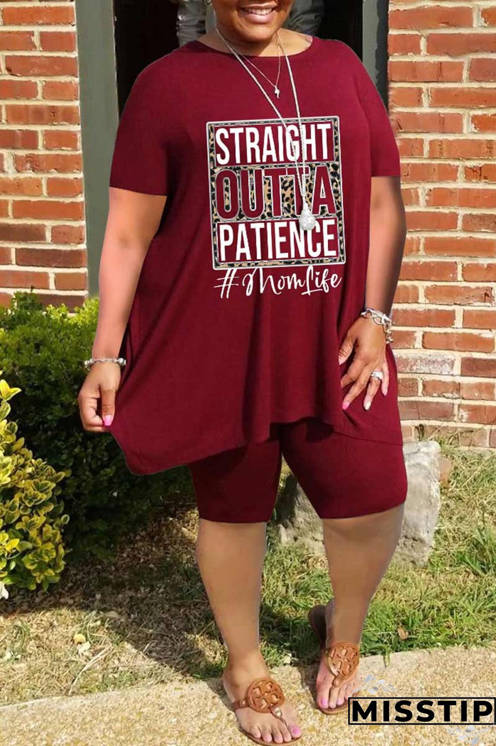 Black Casual Print Patchwork O Neck Plus Size Two Pieces