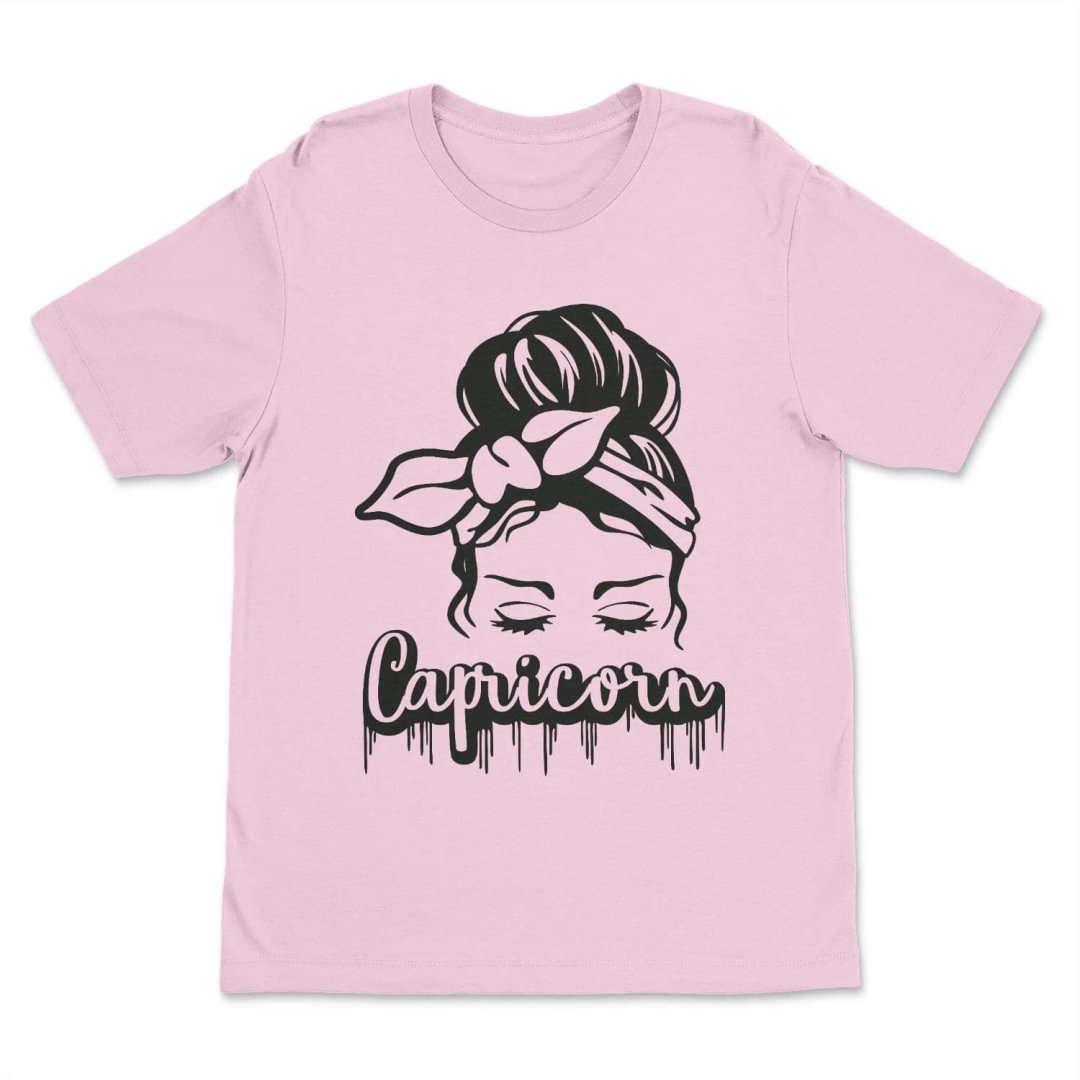 Women Capricorn Birthday T Shirt Girl with Bowknot Zodiac Sign Gift Tee