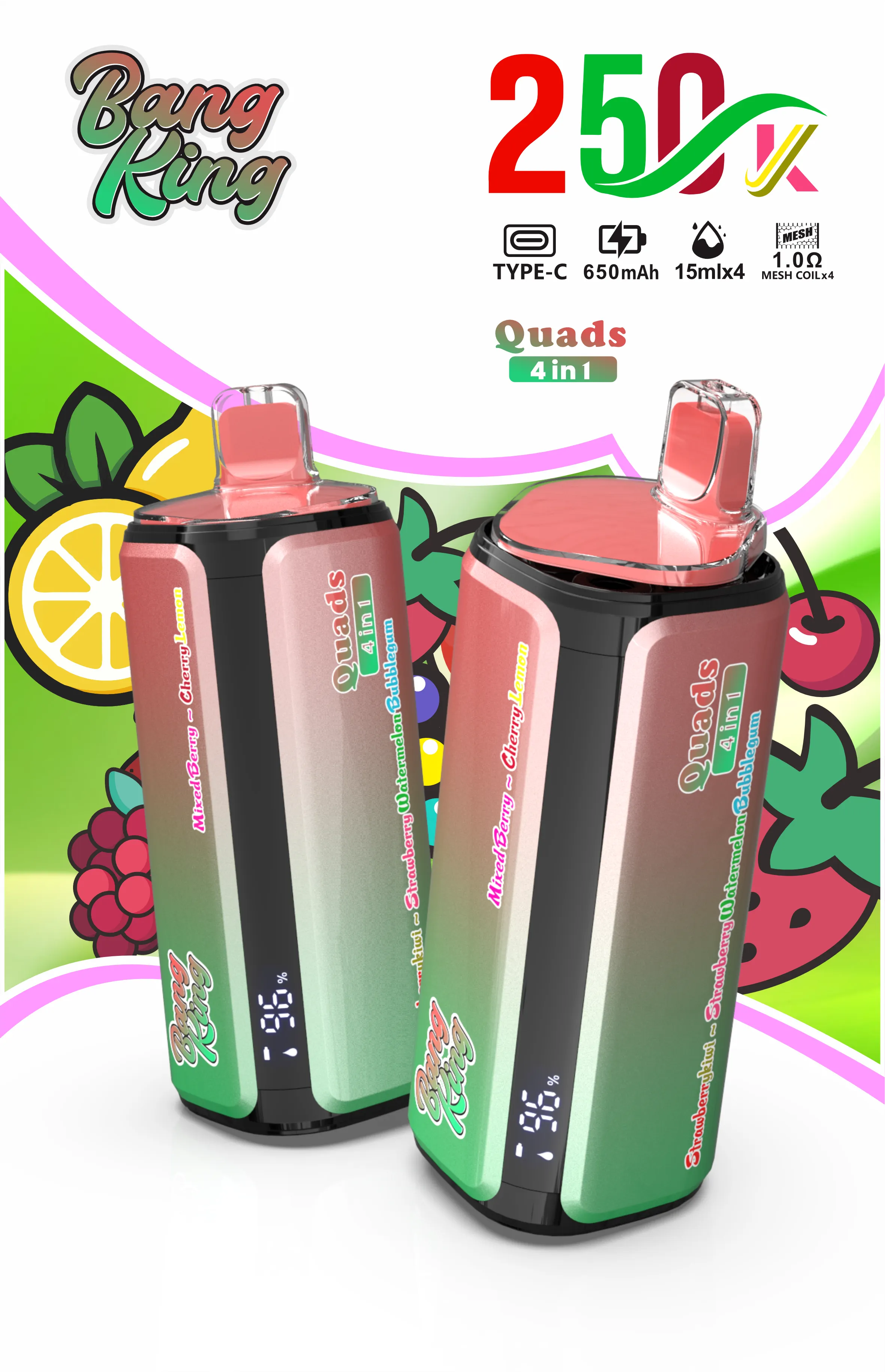 Mix Berry · Wiśnia Cytryna · Truskawka Kiwi · Truskawka Arbuz Guma do żucia