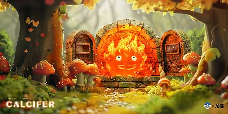 Hit Face Studio - Howl's Moving Castle Hayao Miyazaki Fortune Series #2 Calcifer in the Fireplace Statue(GK0-