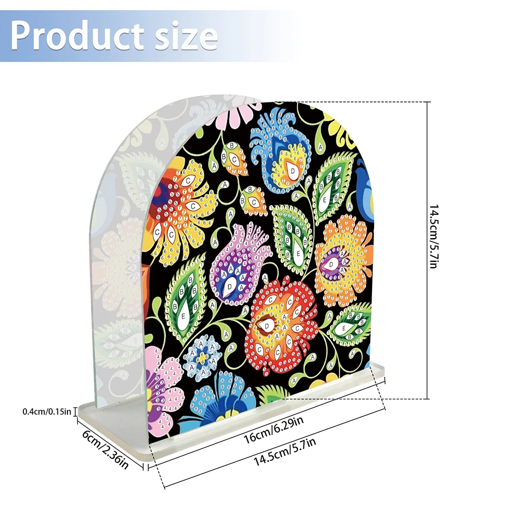 DIY Acrylic Flower Diamond Painting Napkin Rack Decor for Home Office Decor