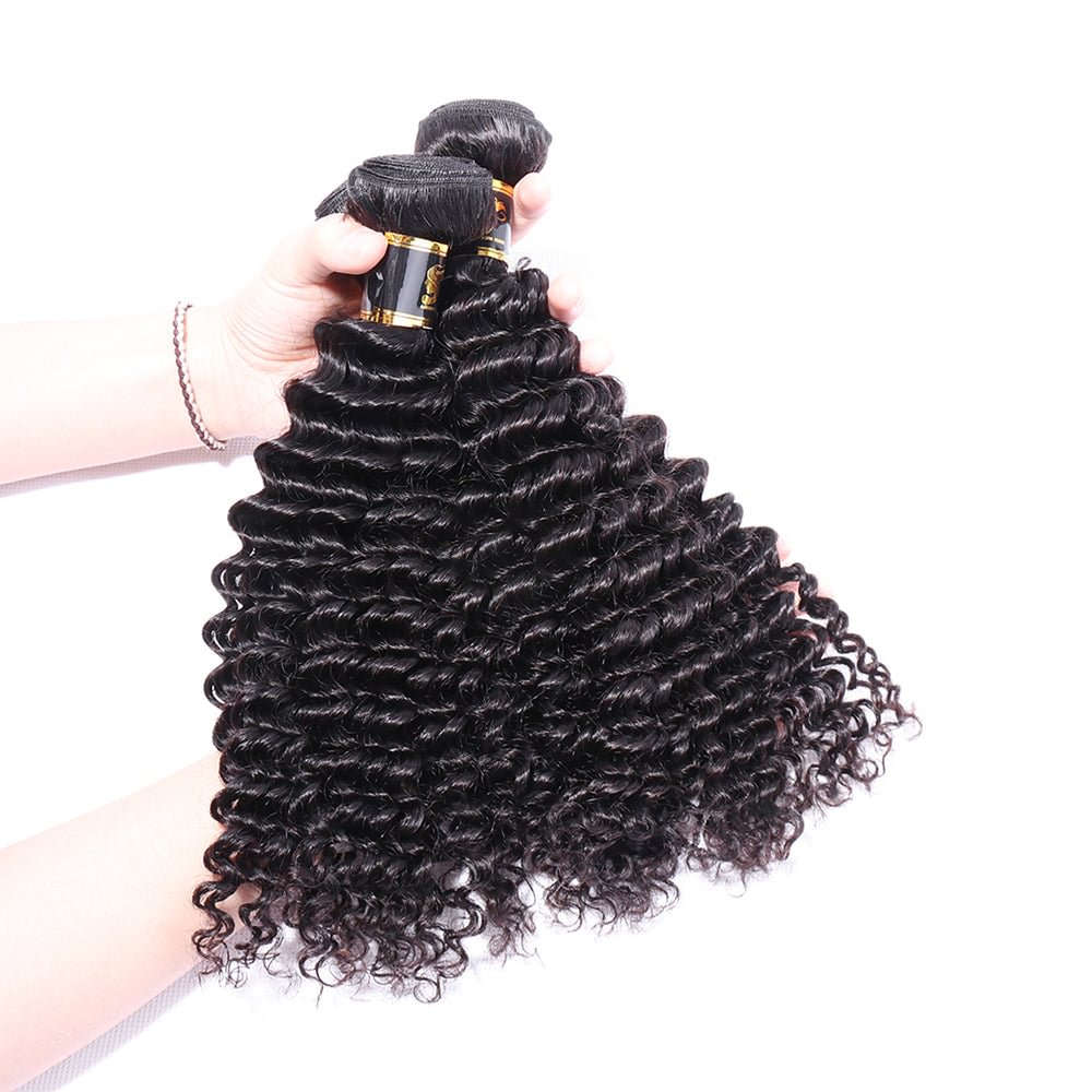 3 Bundles Deep Wave Virgin Hair 100% Unprocessed Human Hair Weave Free Shipping Zaesvini