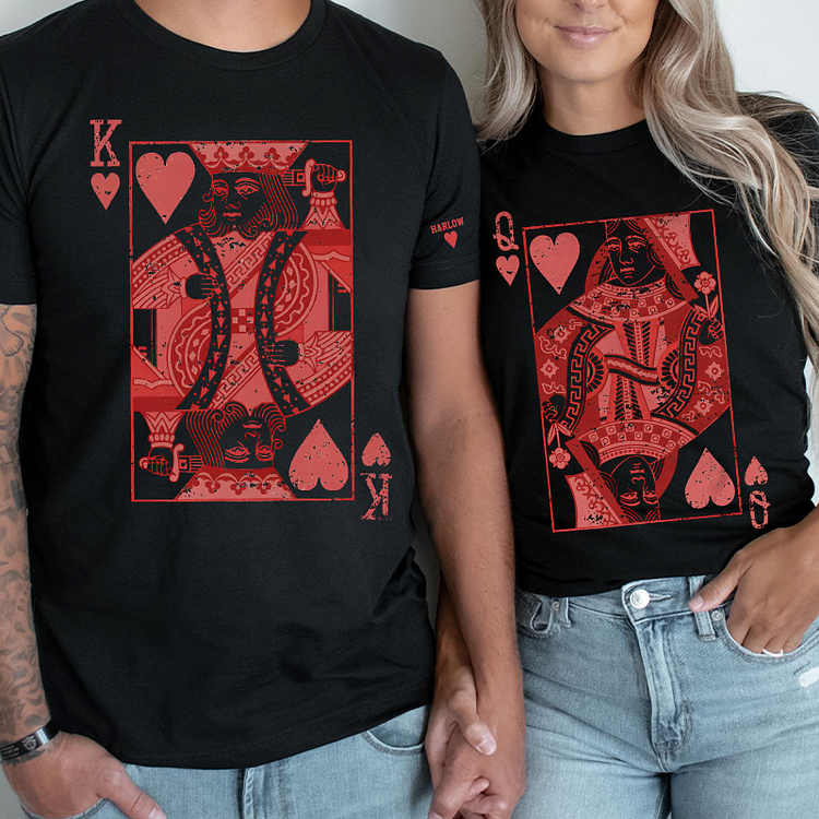 Queen of Hearts Personalized Valentine Shirt, Custom Name Valentines Couple Shirts, Valentine's Day Gifts, Anniversary gift