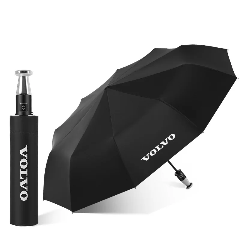Car logo VIP business folding 10-bone black plastic umbrella