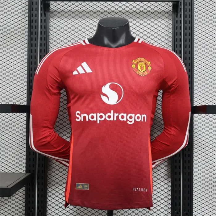 Player Manchester United Home Kit 24/25 Football Jersey Long Sleeves 1:1 Thai quality
