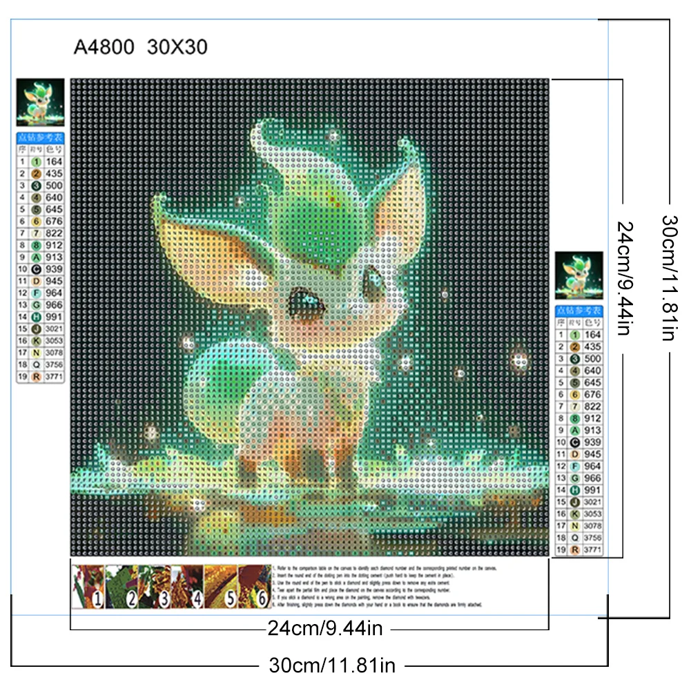 9pcs/Set Diamond Painting - Full Round Drill - Pokemon(Canvas|30*30cm)