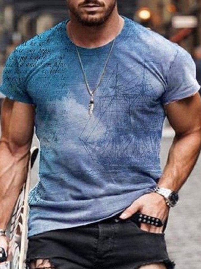 Crew Neck Abstract Casual Short Sleeve T-Shirts