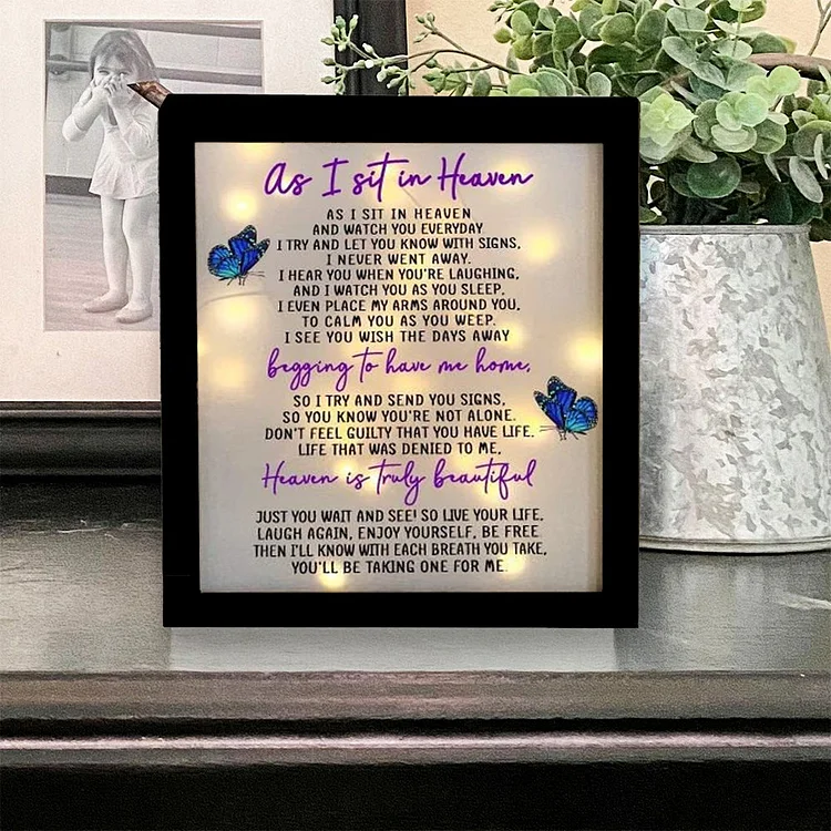 Butterfly Frame As I Sit In Heaven Lighted Shadow Box Memorial Gifts