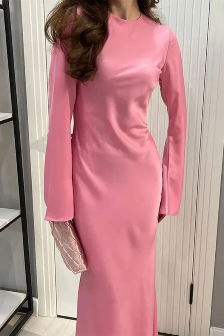 Elegant Simplicity Solid Patchwork O Neck One Step Skirt Dresses