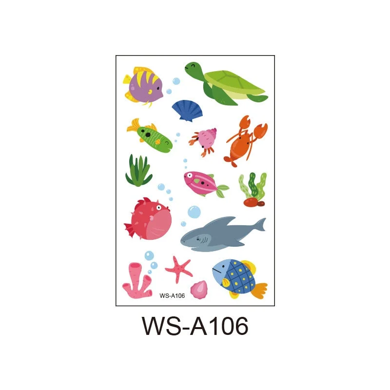 New Waterproof Reward Children Tattoo Sticker Tropical Fish Fantasy Octopus Little Dolphin Fun Ocean Tattoo Sticker