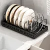 Kitchen Pots Pans Organizer with 8 Adjustable Dividers Sliding Dish Drying Shelf