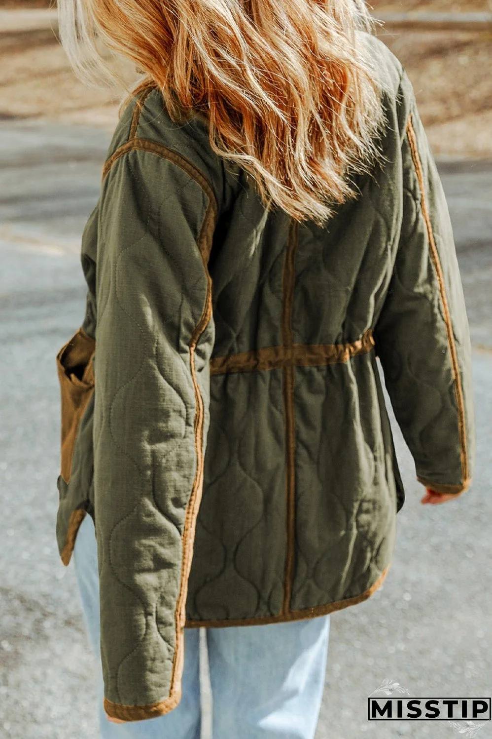 Stitching Quilted Drawstring Jacket