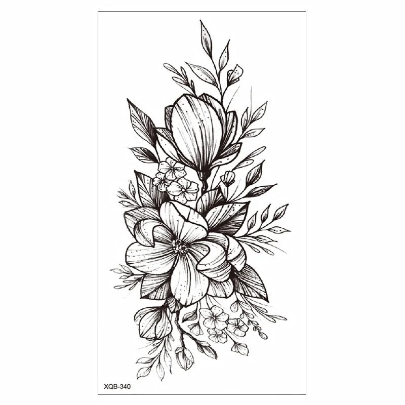 Waterproof Tattoo Sticker Temporary Tattoo Black Rose Tattoo Leg Chest Arm Tattoo Man Woman Tattoo Skin Tattoo Art Tatouage TaTy 515-1