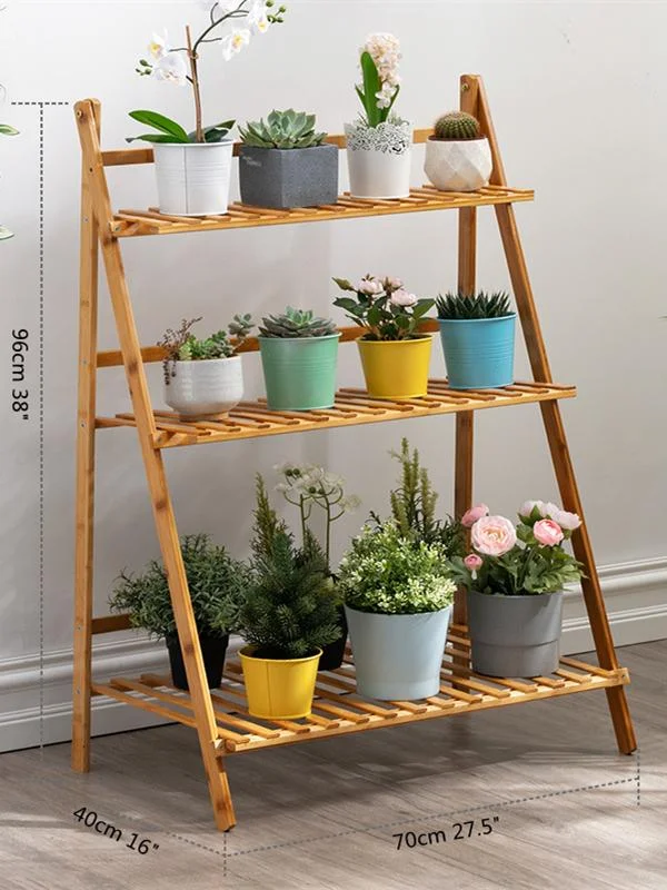 Natural Bamboo Multi-layer Flower Rack