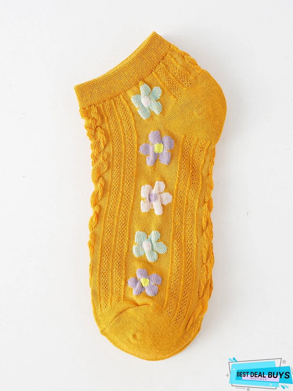 Casual Colorful Floral Embroidered Cropped Socks Daily Commuting Home Accessories