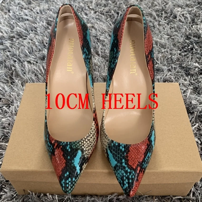 New fashion woman shoes snake printing party wedding shoes big size 35-42 sexy pointed toe female high heels pumps women shoes
