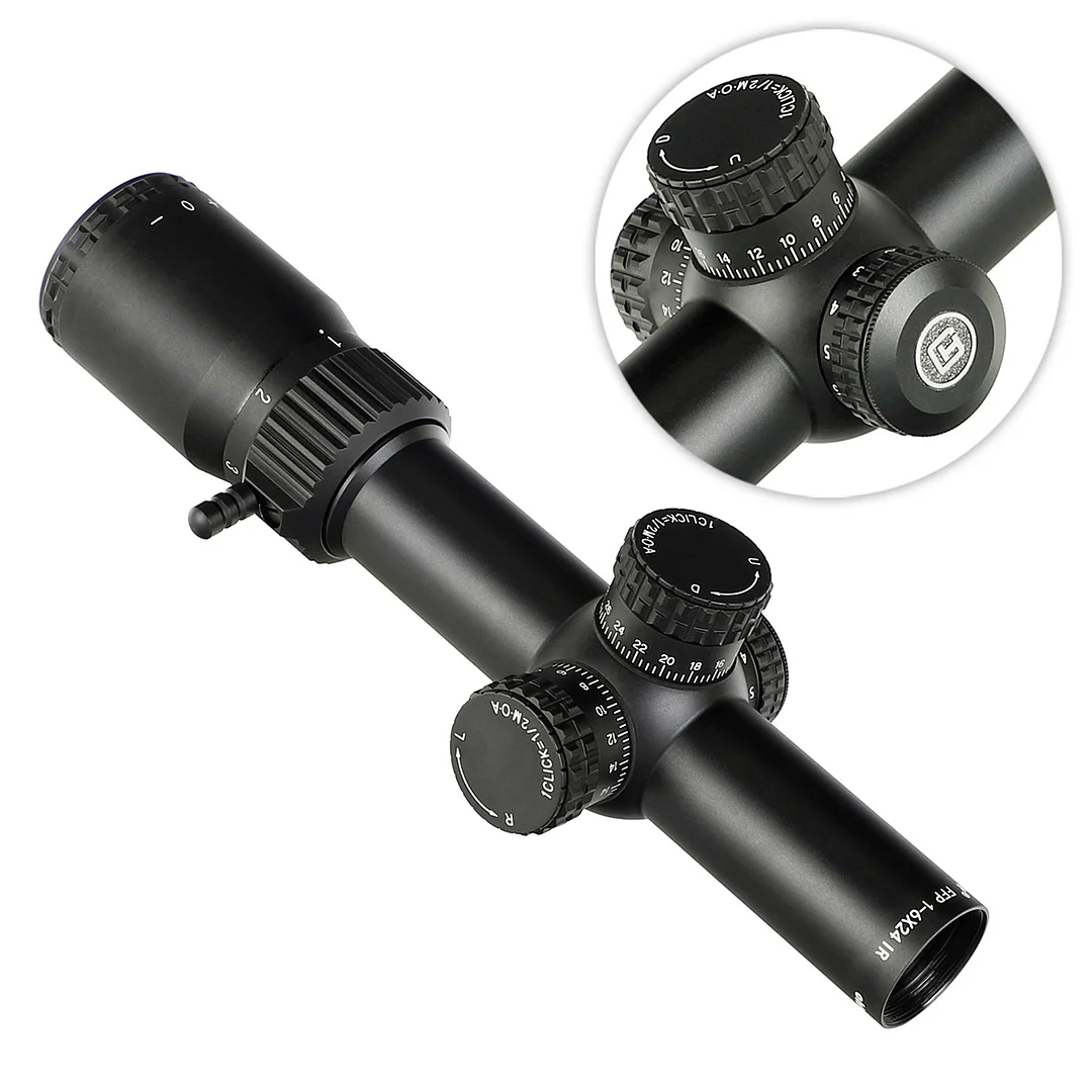 ohhunt® LR 1-6x24 FFP LPVO Scope,30mm Tube,11 Levels Red Illuminated,Horse's Hoof Reticle
