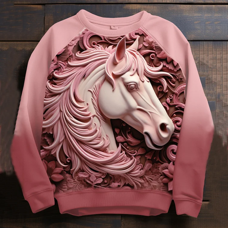 Women's Art Horse Print Pullover Sweatshirt