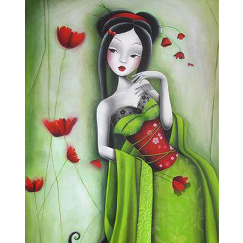 

30*40CM - Round Drill Diamond Painting - Japanese Geisha, 501 Original