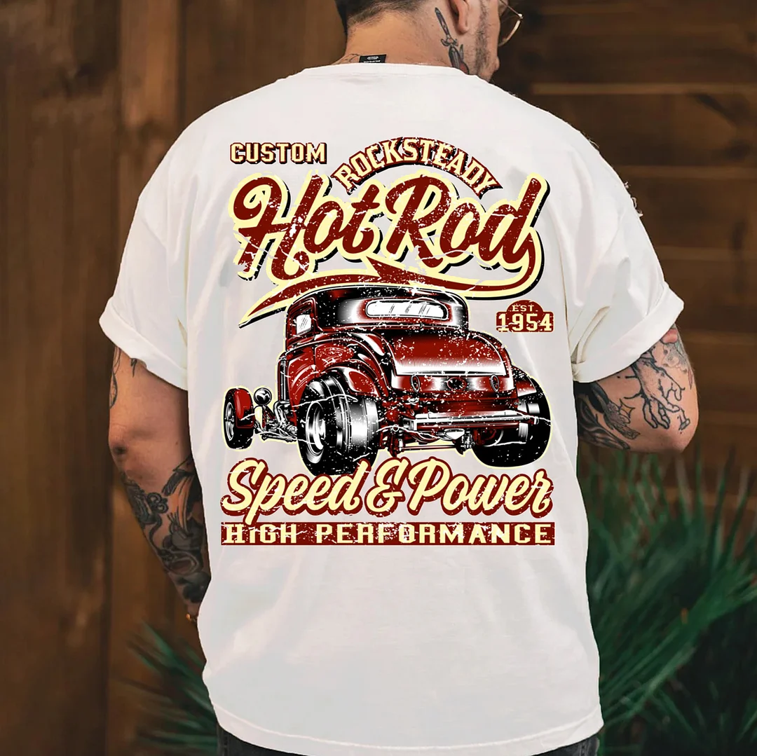 HOT ROD SPEED&POWER Classic Car Print Men's T-shirt