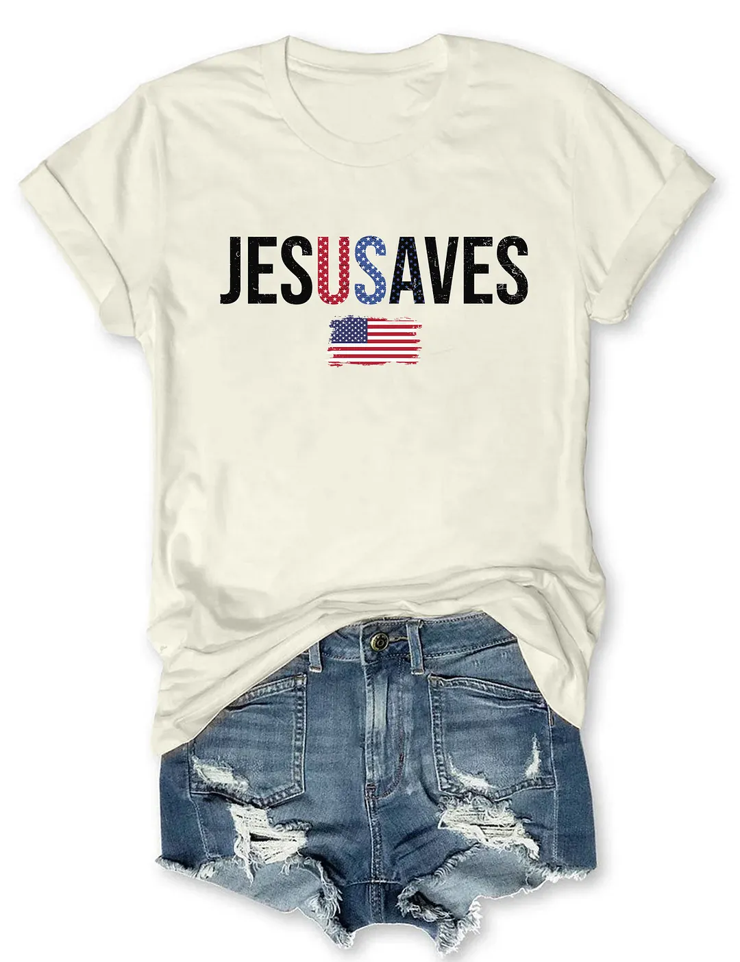 Jesus Saves USA Flag T-shirt