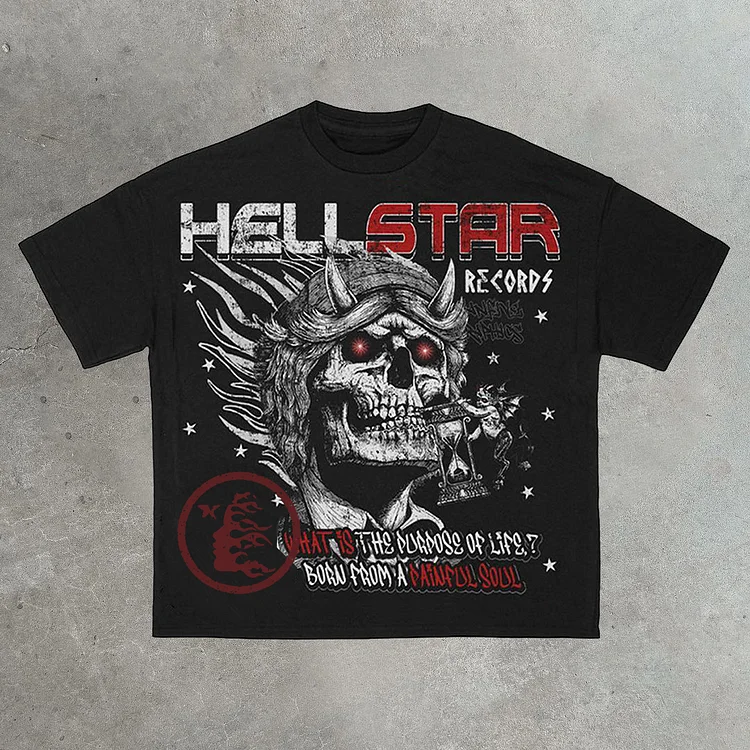 Hellstar Skull Records Vintage Cotton T-Shirt SOPULA