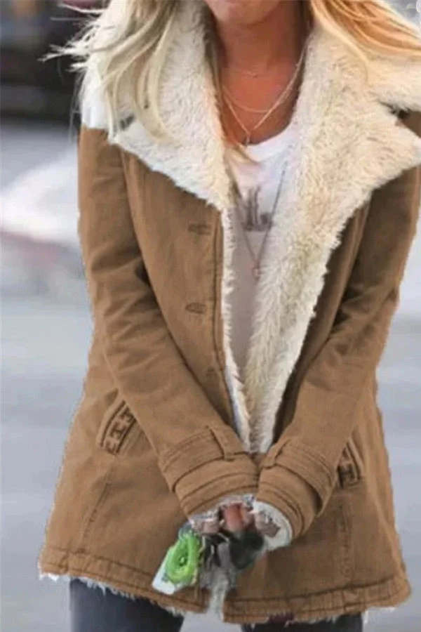 Casual Winter Solid Color Warm Jacket