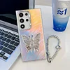 Suitable for Samsung S24 series laser colorful water ripple butterfly bracket protective case (with bracelet)