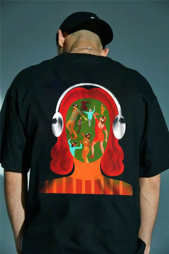 Disco Music Graphic Printing Casual Men's T-shirt