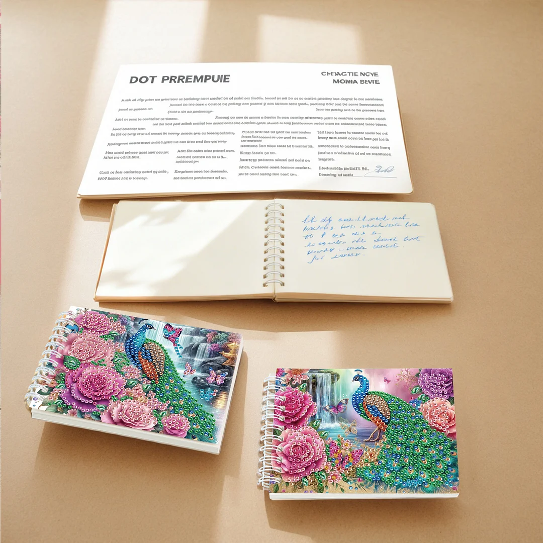 2 Pack Peacock DIY Diamond Art Spiral Notebook Kit 80Pages No Lines for Adults