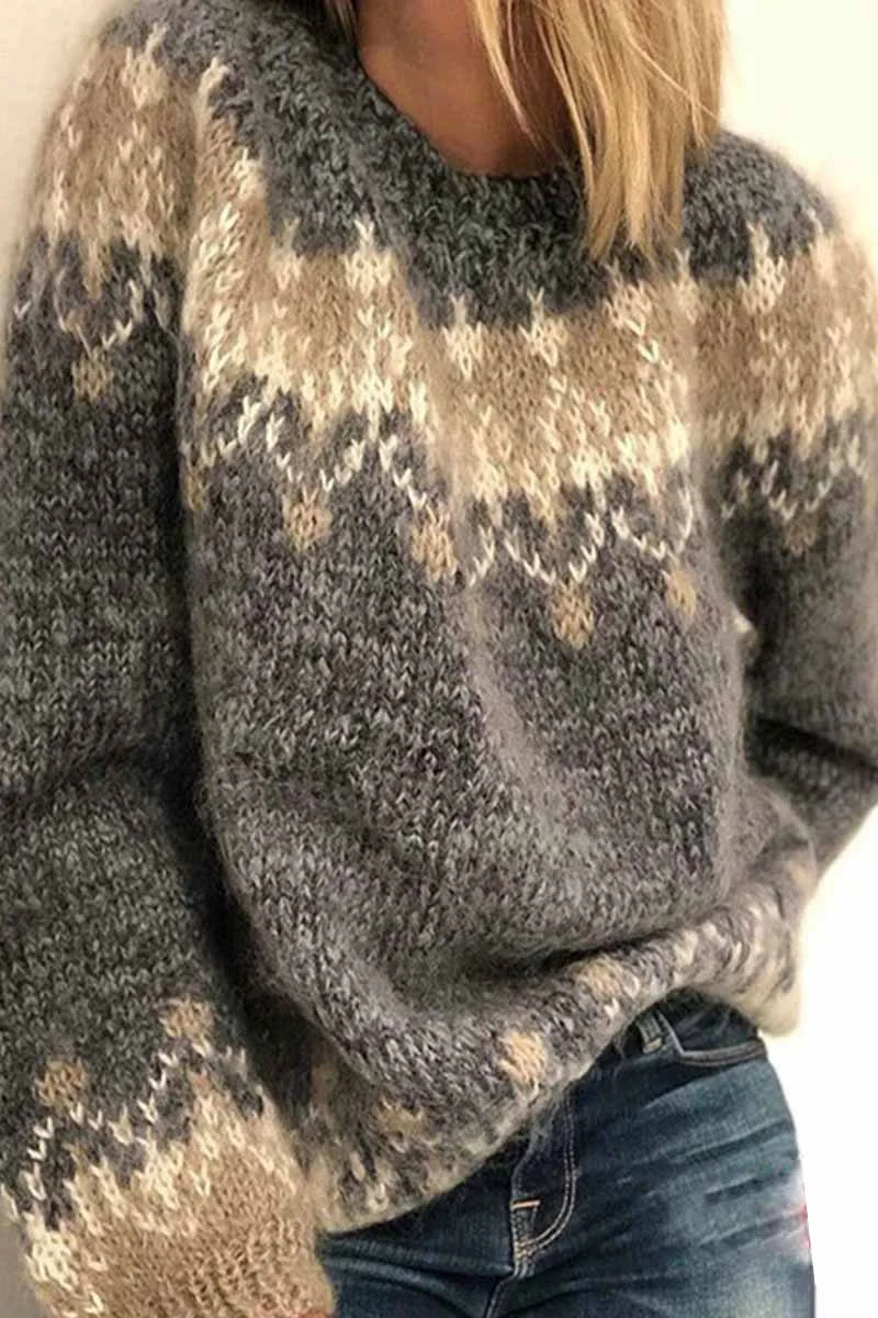 Fashion Loose knitted Contrast Sweater
