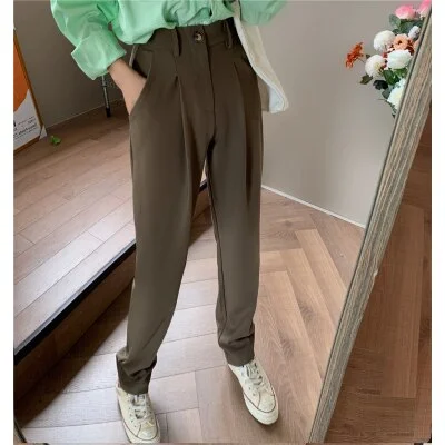 Women Suit Pants Spring Office Lady Long Trousers 2020 New Autumn Solid  Slim High Waist Fashion Pant Female