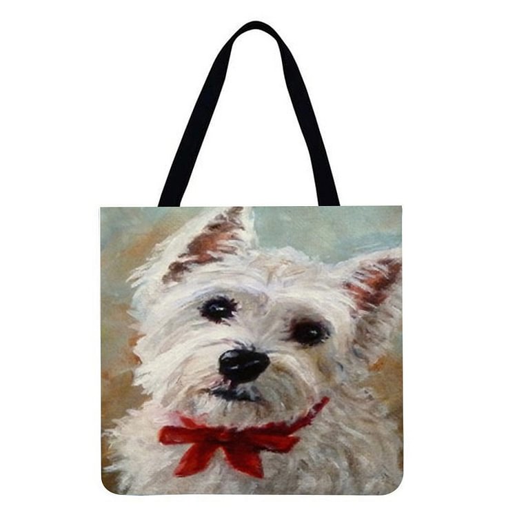 Westie Dog - Linen Tote Bag