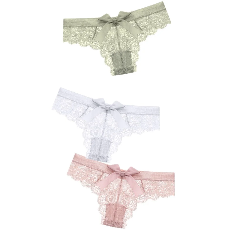 Black/White Sexy String Lace Underwear Women Back Bow Panties Women G String T-back Thong Transparent Lingerie Cute Panties