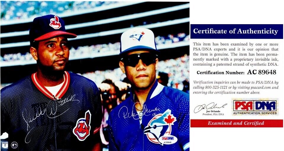 Sandy Alomar and Roberto Alomar Signed Indians - Blue Jays 8x10 Photo Poster painting - PSA/DNA