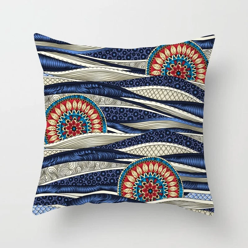 Blue White Porcelain Print Cushions Case Bohemian Style Mandala Geometry Pillows Case Modern Fashion Sofa Chairs Throw Pillows