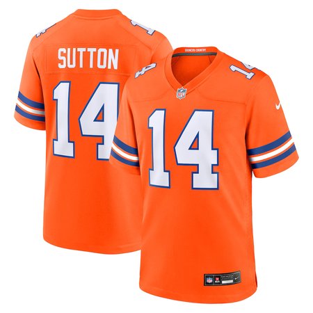 Men's Denver Broncos #14 Courtland Sutton Orange Mile High Collection 1977 Throwback Player Game Jersey