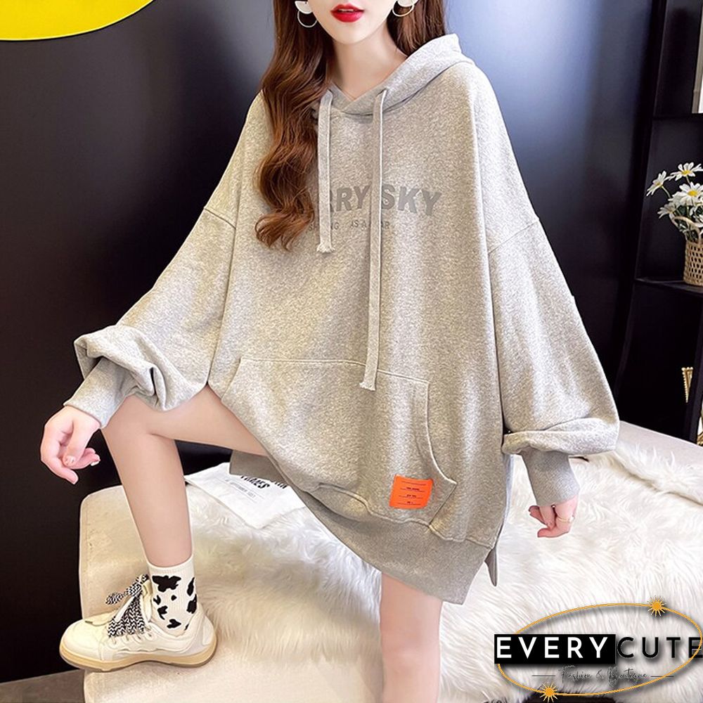 Spring Autumn Korean Fashion Letter Hoodies Women Loose Casual Pocket Print Sweatshirts Long Sleeves Pullover Streetwear New2022